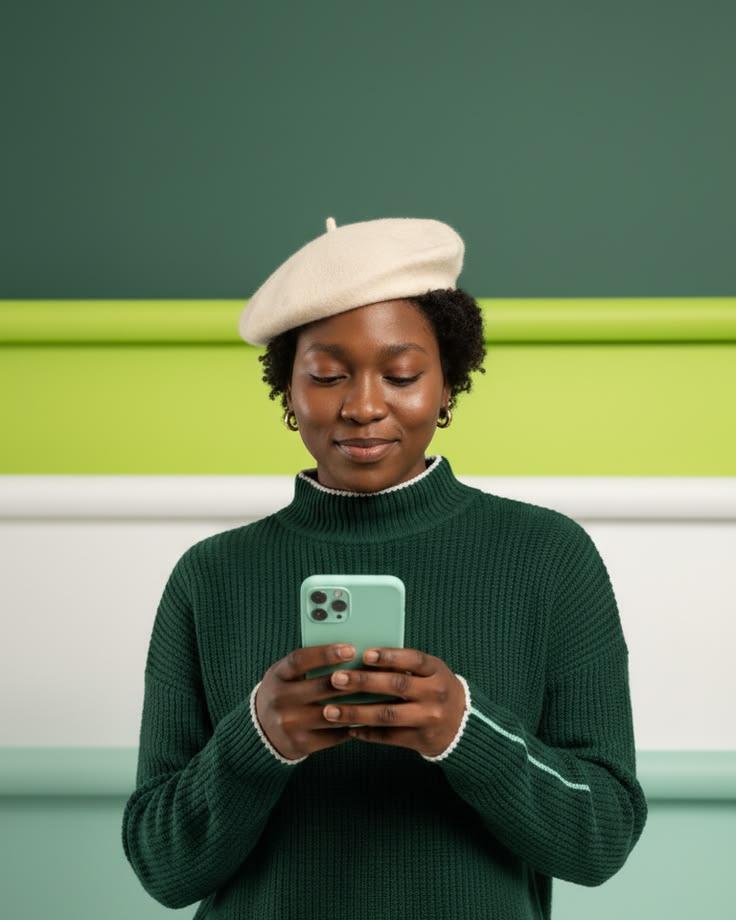 Young woman looking at a smartphone